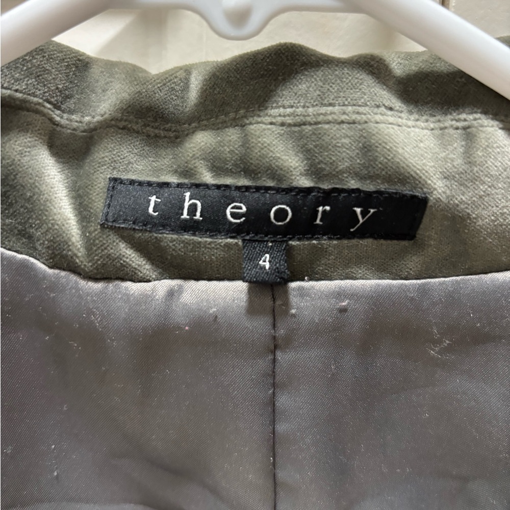 Theory Vintage Sage Grey Velour Blazer - Picture 3 of 4